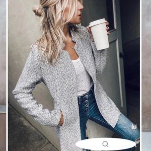 Tayshia Pocketed Coat - Heather Grey (size small)